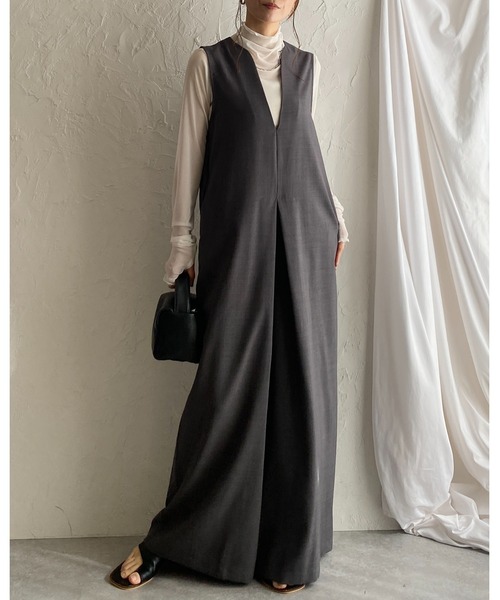 OVERCOAT ノースリーブ ワイドパンツオールインワン トラウザー OVERCOAT ノースリーブ ワイドパンツオールインワン トラウザー