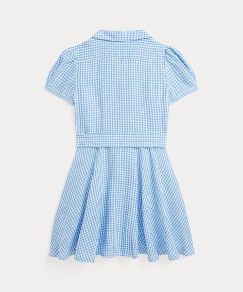 ベルテッド ギンガム リネン ドレス