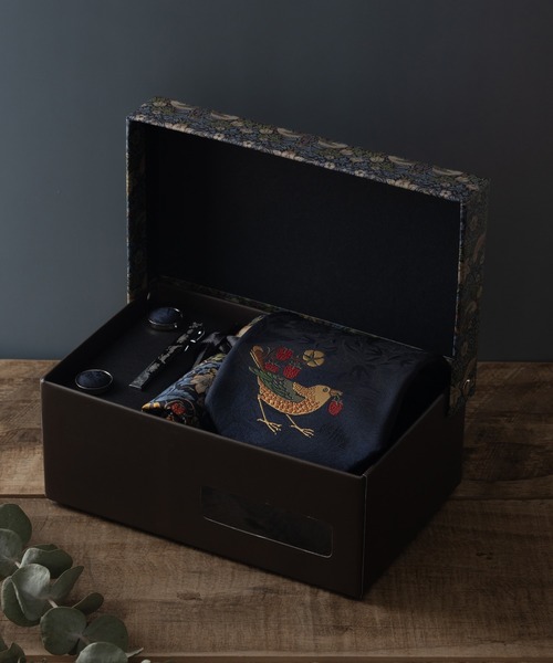 【セール】メンズスーツ ギフト4点セット BOX付 ネクタイ ウィリアムモリス柄（ネクタイ）｜Quit Running（クイトランニング）