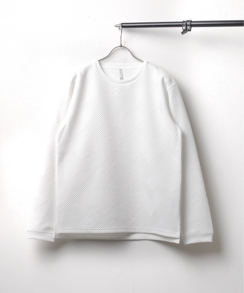 ARCHIVER（アーカイバ）の「【69】【it】クルーネックジオメトリックジャガードロングスリーブTシャツ（Tシャツ/カットソー・レディース・ブラック/グレー/ホワイト・LARGE/MEDIUM）」の3枚目の写真