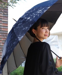 ネイビーとピンクの長傘 フラワー型パイピング晴雨兼用長傘(ビコーズ/because)｜通販の