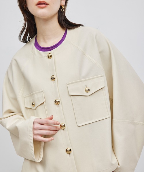 新品未使用　ROPÉ ゴールドボタンノーカラーブルゾン　定価41,800円 ROPE'｜ゴールドボタンノーカラーブルゾン | Rakuten Fashion