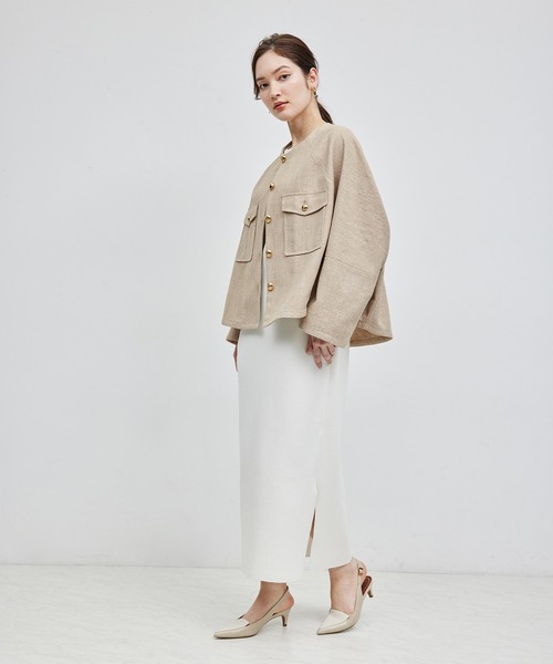 ROPE'（ロペ）の「ゴールドボタンノーカラーブルゾン（ブルゾン・レディース・ベージュ/キナリ・38/36）」の20枚目の写真