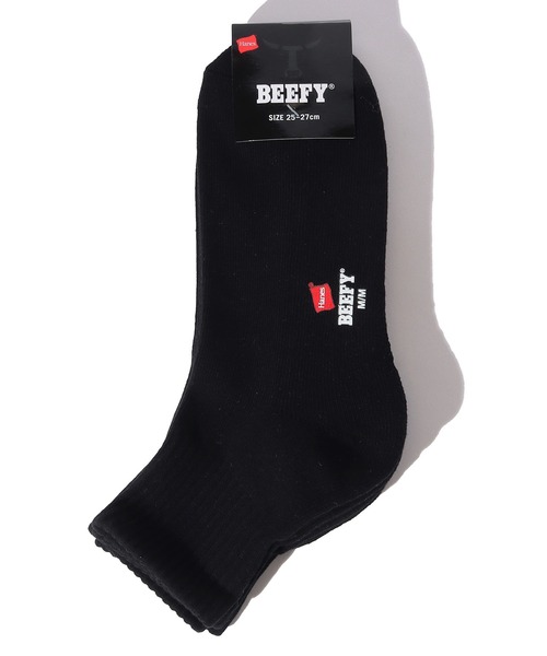 HANES（ヘインズ）の「【Hanes/ヘインズ】HMSBW201 BEEFY クォーターレングスソックス2P/ビーフィー/2Pソックス（ソックス/靴下・メンズ・ブラック/ホワイト・25cm～27cm）」の6枚目の写真