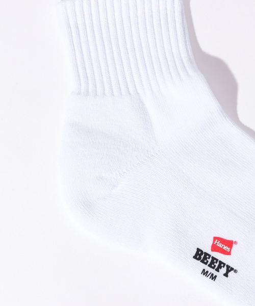 HANES（ヘインズ）の「【Hanes/ヘインズ】HMSBW201 BEEFY クォーターレングスソックス2P/ビーフィー/2Pソックス（ソックス/靴下・メンズ・ブラック/ホワイト・25cm～27cm）」の9枚目の写真