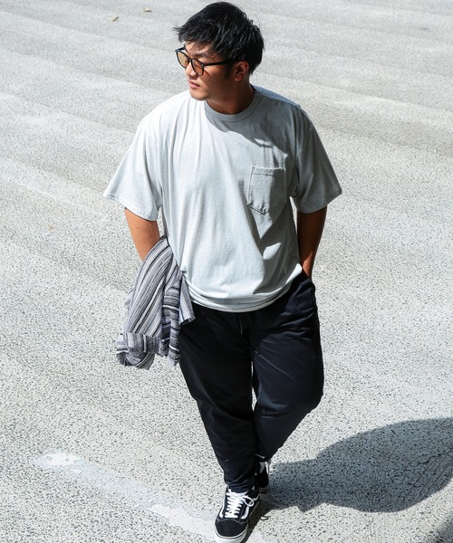 MIYAO 半袖Tシャツ S ブラック/グレー 大きいサイズ Tシャツ 半袖 ポケット付き ヘビーウェイト 無地