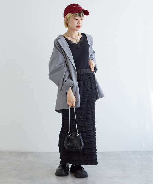 w closet(ダブルクローゼット)の「レース付カップVタンクトップ(タンクトップ・レディース・オフホワイト/ピンク系その他/ブラック/ホワイト系・FREE)」の10枚目の写真