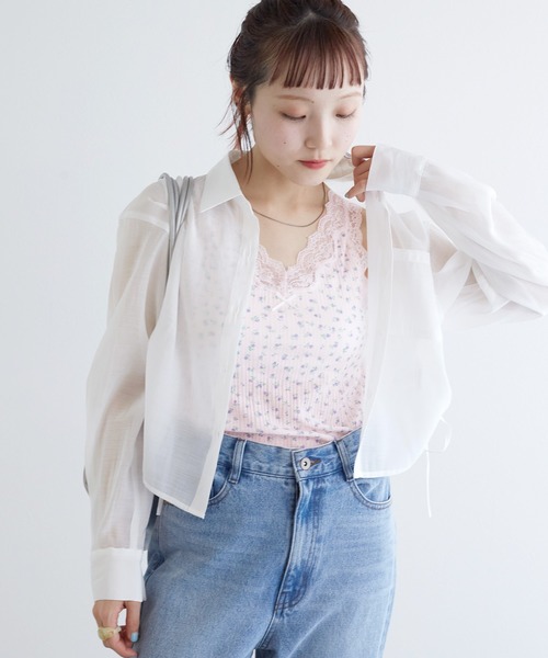 w closet(ダブルクローゼット)の「レース付カップVタンクトップ(タンクトップ・レディース・オフホワイト/ピンク系その他/ブラック/ホワイト系・FREE)」の17枚目の写真