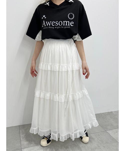 WC(ダブル シー)の「シフォンティアードスカート(スカート・レディース・ライトイエロー/ホワイト/ブラック・FREE)」の19枚目の写真