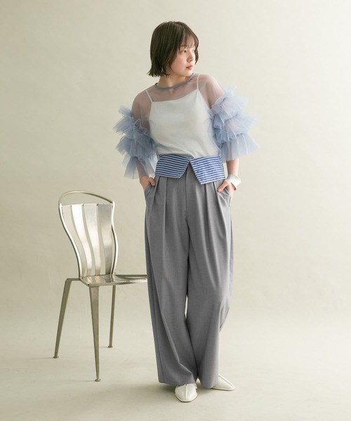 KBF（ケイビーエフ）の「WIDEベルトパンツ（その他パンツ・レディース・グレー/ブラック/ベージュ・38/36）」の17枚目の写真