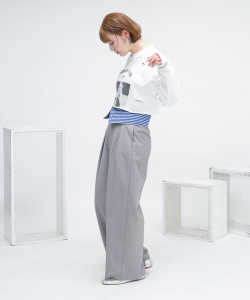 KBF（ケイビーエフ）の「WIDEベルトパンツ（その他パンツ・レディース・グレー/ブラック/ベージュ・38/36）」の5枚目の写真