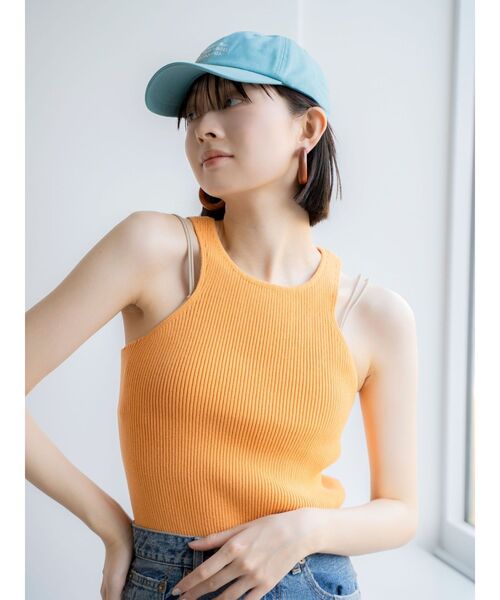 Ungrid(アングリッド)の「アメスリニットタンクトップ(タンクトップ・レディース・オレンジ/ピンク/シルバー/ネイビー・FREE)」の3枚目の写真