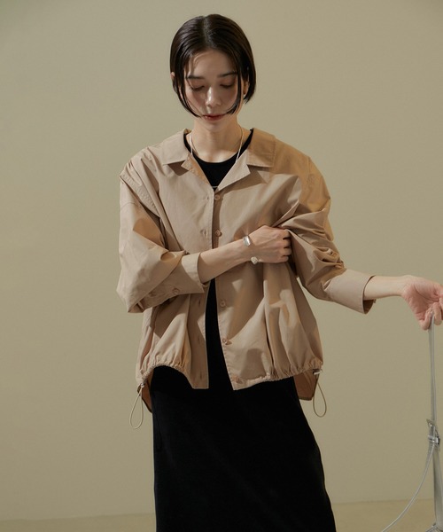 SALON adam et rope'(サロン アダム エ ロペ)の「【WEB限定】シャツブルゾン/24SS(シャツ/ブラウス・レディース・チャコールグレー/オフホワイト/ベージュ系その他・FREE)」の1枚目の写真