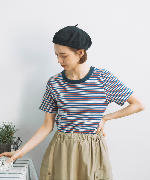 PAR ICI（パーリッシィ）の「ランダムテレコボーダー 半袖Tシャツ（Tシャツ/カットソー・レディース・ブルー/アイボリー・FREE）」の2枚目の写真