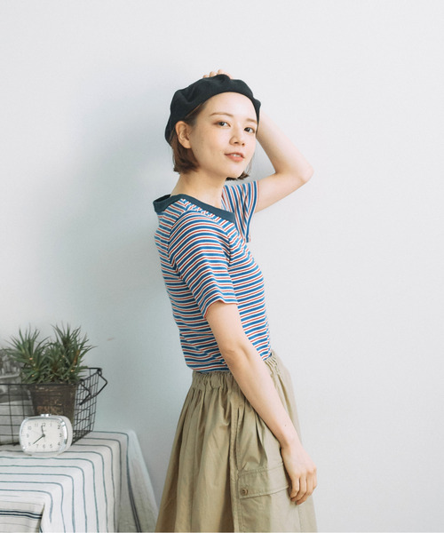 PAR ICI（パーリッシィ）の「ランダムテレコボーダー 半袖Tシャツ（Tシャツ/カットソー・レディース・ブルー/アイボリー・FREE）」の13枚目の写真