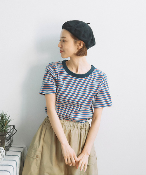 PAR ICI（パーリッシィ）の「ランダムテレコボーダー 半袖Tシャツ（Tシャツ/カットソー・レディース・ブルー/アイボリー・FREE）」の10枚目の写真