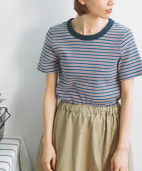 PAR ICI（パーリッシィ）の「ランダムテレコボーダー 半袖Tシャツ（Tシャツ/カットソー・レディース・ブルー/アイボリー・FREE）」の7枚目の写真