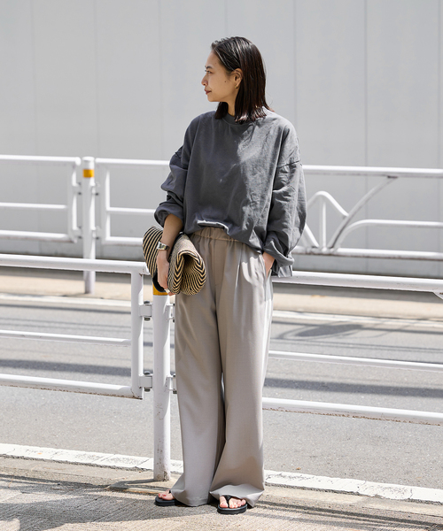 ALORE（アローレ）の「《別注》【ALORE/アローレ】*JS ボタニカルダイロングTシャツ（Tシャツ/カットソー・レディース・ブラック系その他/サックスブルー/ホワイト系その他/キャメル・FREE）」の5枚目の写真