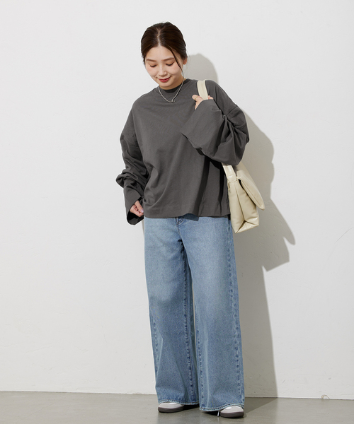 ALORE（アローレ）の「《別注》【ALORE/アローレ】*JS ボタニカルダイロングTシャツ（Tシャツ/カットソー・レディース・ブラック系その他/サックスブルー/ホワイト系その他/キャメル・FREE）」の8枚目の写真