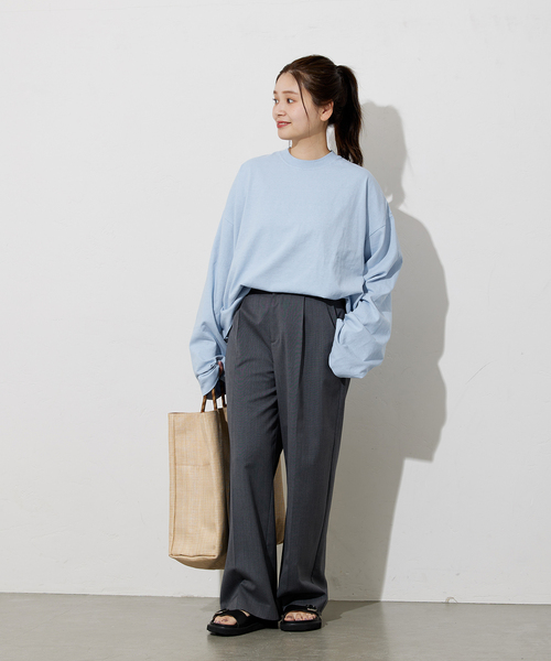 ALORE（アローレ）の「《別注》【ALORE/アローレ】*JS ボタニカルダイロングTシャツ（Tシャツ/カットソー・レディース・ブラック系その他/サックスブルー/ホワイト系その他/キャメル・FREE）」の10枚目の写真