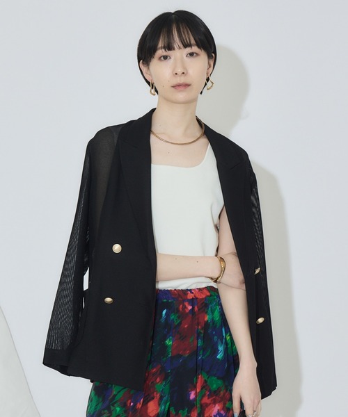 Dignite collier（ディニテコリエ）の「Dignite collier メッシュダブルジャケット（テーラードジャケット・レディース・ブラック/ベージュ/カーキ・FREE）」の20枚目の写真