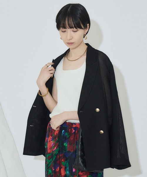 Dignite collier（ディニテコリエ）の「Dignite collier メッシュダブルジャケット（テーラードジャケット・レディース・ブラック/ベージュ/カーキ・FREE）」の21枚目の写真