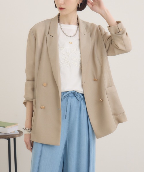 Dignite collier（ディニテコリエ）の「Dignite collier メッシュダブルジャケット（テーラードジャケット・レディース・ブラック/ベージュ/カーキ・FREE）」の8枚目の写真