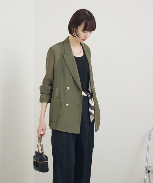 Dignite collier（ディニテコリエ）の「Dignite collier メッシュダブルジャケット（テーラードジャケット・レディース・ブラック/ベージュ/カーキ・FREE）」の11枚目の写真