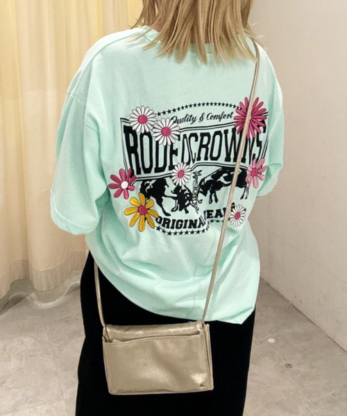 RODEO CROWNS WIDE BOWL(ロデオクラウンズワイドボウル)の「Flower Bloom Logo Tシャツ(Tシャツ/カットソー・レディース・ブラック/ホワイト/ミント/ライトピンク/ライトカーキ・SMALL/MEDIUM)」の4枚目の写真