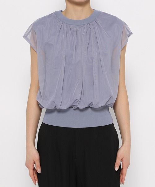 mysty woman(ミスティウーマン)の「チュールレイヤードニットプルオーバー 116897(Tシャツ/カットソー・レディース・グレイッシュブルー/オフホワイト/ブラック・FREE)」の18枚目の写真