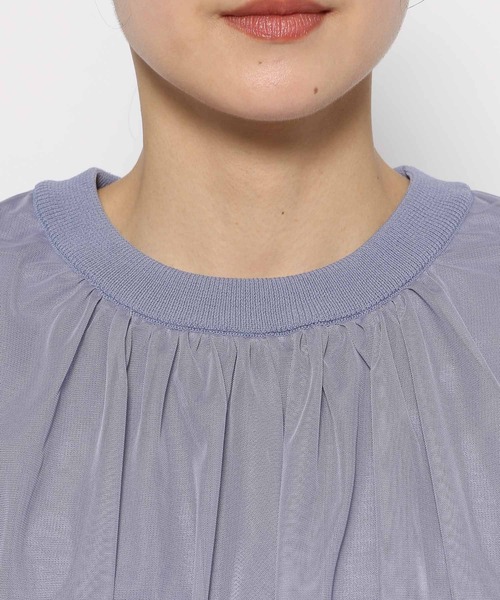 mysty woman(ミスティウーマン)の「チュールレイヤードニットプルオーバー 116897(Tシャツ/カットソー・レディース・グレイッシュブルー/オフホワイト/ブラック・FREE)」の10枚目の写真