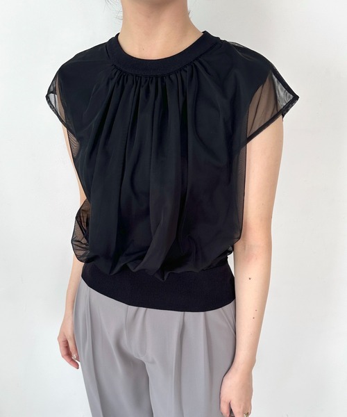 mysty woman(ミスティウーマン)の「チュールレイヤードニットプルオーバー 116897(Tシャツ/カットソー・レディース・グレイッシュブルー/オフホワイト/ブラック・FREE)」の21枚目の写真