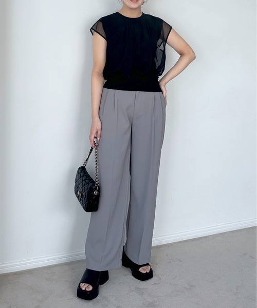 mysty woman(ミスティウーマン)の「チュールレイヤードニットプルオーバー 116897(Tシャツ/カットソー・レディース・グレイッシュブルー/オフホワイト/ブラック・FREE)」の22枚目の写真