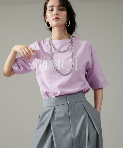 LARUTA(ラルータ)の「【LARUTA】6分袖ロゴT(Tシャツ/カットソー・レディース・ラベンダー/ベージュ/チャコールグレー/オフホワイト・FREE)」の4枚目の写真