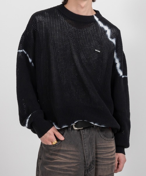 Perushu（ペルーシュ）の「ブリーチデザインメッシュニット（ニット/セーター・メンズ・ブルー/ブラック・MEDIUM/LARGE）」の7枚目の写真