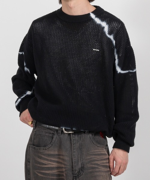Perushu（ペルーシュ）の「ブリーチデザインメッシュニット（ニット/セーター・メンズ・ブルー/ブラック・MEDIUM/LARGE）」の6枚目の写真