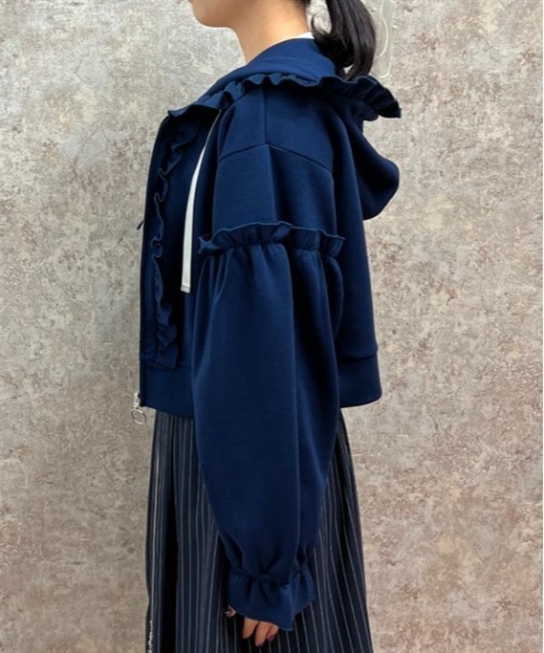 axes femme(アクシーズファム)の「ショート丈ダンボールパーカー(パーカー・レディース・ブラック/ネイビー/レッド・FREE)」の5枚目の写真