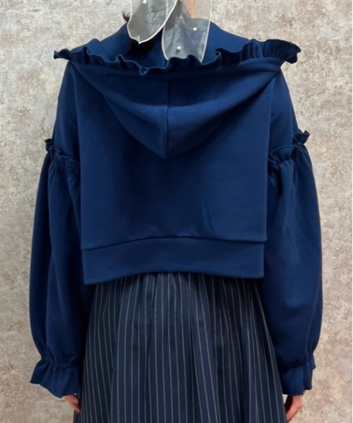 axes femme(アクシーズファム)の「ショート丈ダンボールパーカー(パーカー・レディース・ブラック/ネイビー/レッド・FREE)」の6枚目の写真