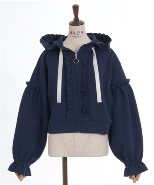 axes femme(アクシーズファム)の「ショート丈ダンボールパーカー(パーカー・レディース・ブラック/ネイビー/レッド・FREE)」の7枚目の写真