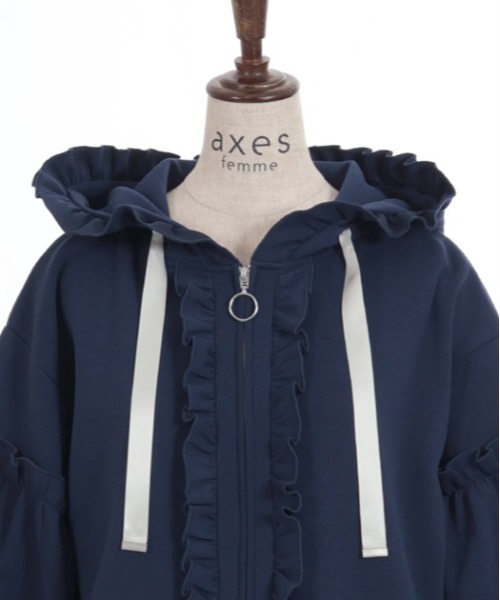 axes femme(アクシーズファム)の「ショート丈ダンボールパーカー(パーカー・レディース・ブラック/ネイビー/レッド・FREE)」の10枚目の写真