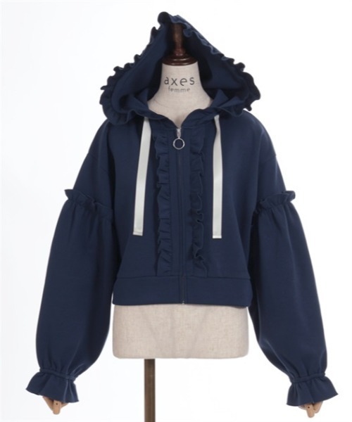 axes femme(アクシーズファム)の「ショート丈ダンボールパーカー(パーカー・レディース・ブラック/ネイビー/レッド・FREE)」の12枚目の写真