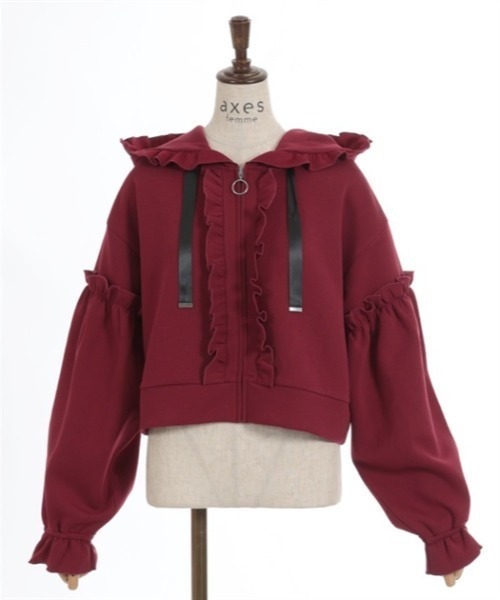 axes femme(アクシーズファム)の「ショート丈ダンボールパーカー(パーカー・レディース・ブラック/ネイビー/レッド・FREE)」の16枚目の写真