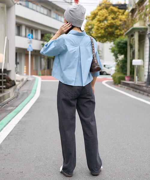 PUBLUX（パブリュクス）の「U.S. POLO ASSN./ユーエスポロアッスン 別注 ハーフスリーブワンポイント刺繍クロップドシャツ/半袖シャツ　限定展開（シャツ/ブラウス・レディース・その他13/オフホワイト/その他9/サックスブルー・ﾌﾘ-）」の11枚目の写真