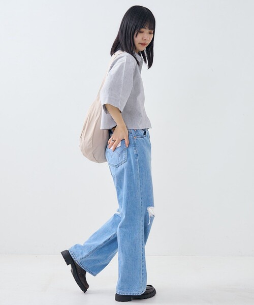 PUBLUX（パブリュクス）の「U.S. POLO ASSN./ユーエスポロアッスン 別注 ハーフスリーブワンポイント刺繍クロップドシャツ/半袖シャツ　限定展開（シャツ/ブラウス・レディース・その他13/オフホワイト/その他9/サックスブルー・ﾌﾘ-）」の21枚目の写真