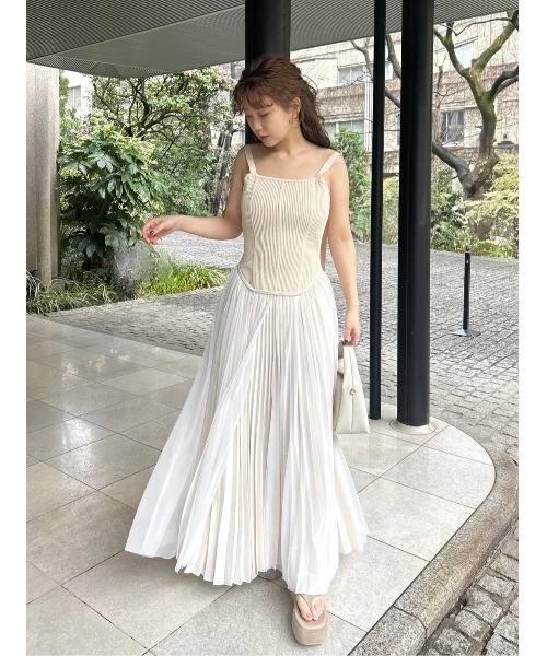 FRAY ID ベージュチュールドレス FRAY I.D フレイアイディ ベージュチュールミモレドレス | 結婚