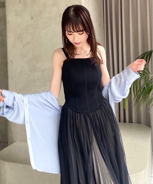 FRAY I.D コルセットニットチュールコンビワンピース FRAY I.D（フレイアイディー）の「コルセットニットチュール