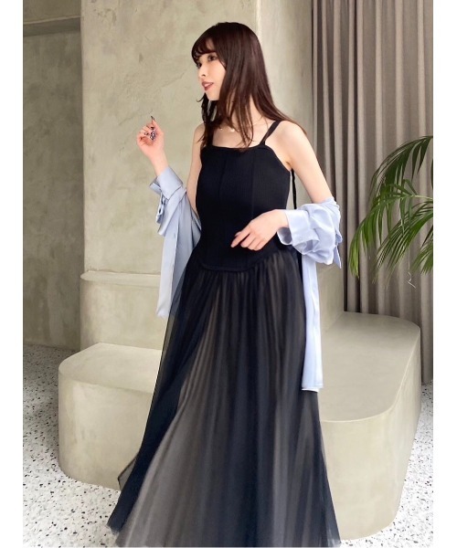 CELFORDニット×チュールコンビワンピース セルフォード CELFORD ニット×チュールコンビワンピース