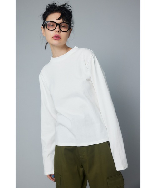 HeRIN.CYE（ヘリンドットサイ）の「Back open gather tops  バックオープンギャザートップス（Tシャツ/カットソー・レディース・ホワイト/ブラック/ライム・FREE）」の2枚目の写真