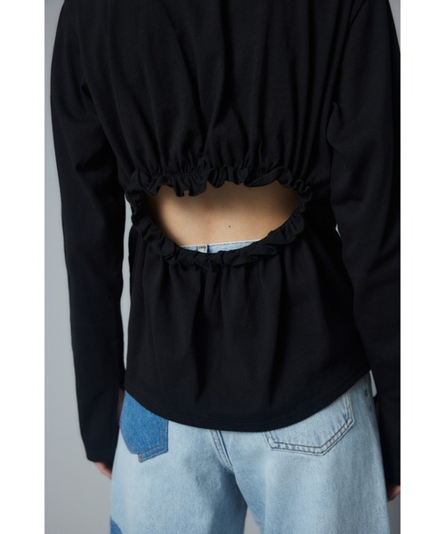 【セール】Back open gather tops バックオープンギャザートップス（Tシャツ/カットソー）｜HeRIN.CYE（ヘリンドットサイ）