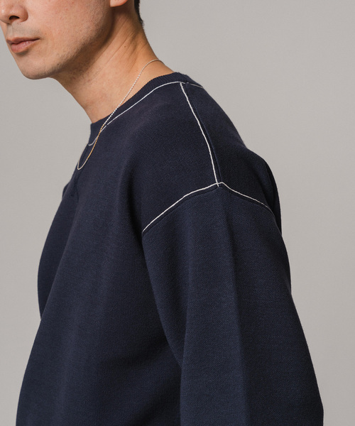 EDIFICE(エディフィス)の「スウェットライク ショートスリーブ ニット Tシャツ(ニット/セーター・メンズ・ブラック/ベージュ/カーキ/ネイビー・MEDIUM/LARGE)」の1枚目の写真